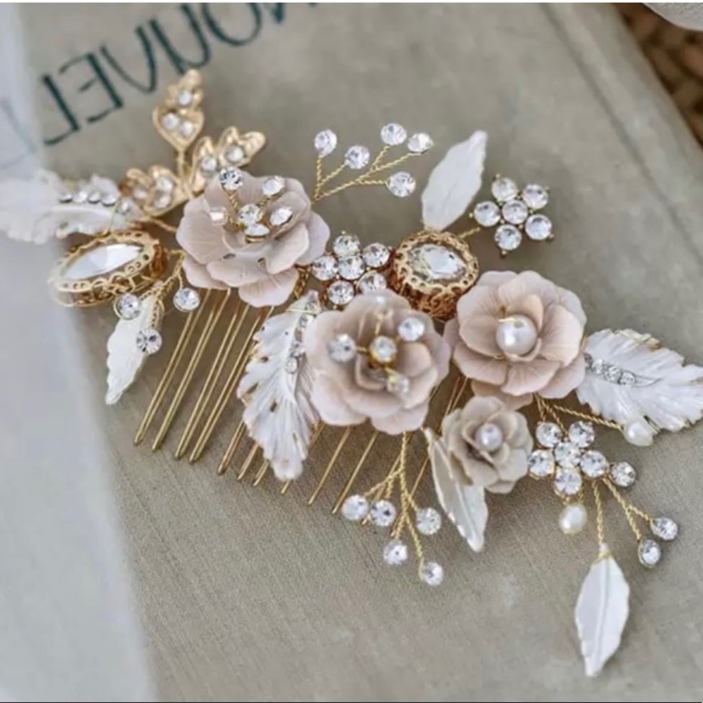 Rose Gold & Crystal Bridal Hairpiece - NWOT